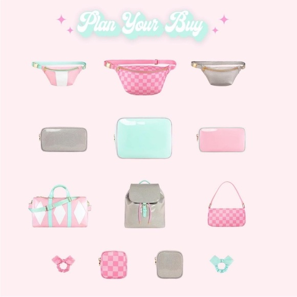 NWT Stoney Clover Lane Dylan Check Please Bag In Checker Baguette in Pink Diner - Picture 4 of 8